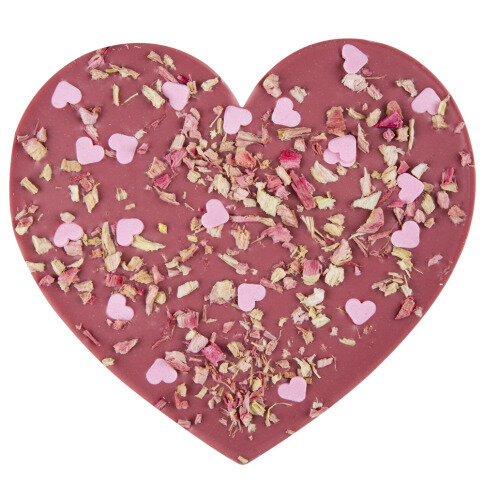 dárek na valentýna, romantický dárek na valentýna, růžová čokoláda jako dárek na valentýna, dárková luxusní čokoláda