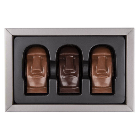 čokoládové figurky Moai, čokoládové Velikonoční ostrovy, čokolaády na Velikonoce, příchutě z celého světa