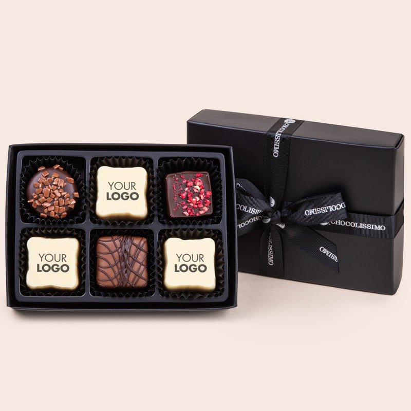 Pralinky Black L s vaším logem – 6 kusů