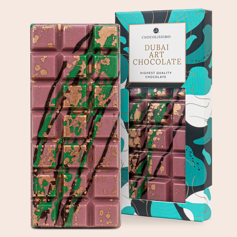 Růžová dubajská čokoláda Ruby s pistáciemi