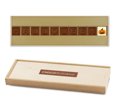 Levně Chocolissimo - Čokoládpový hallowenový telegram ve dřevěné kazetě