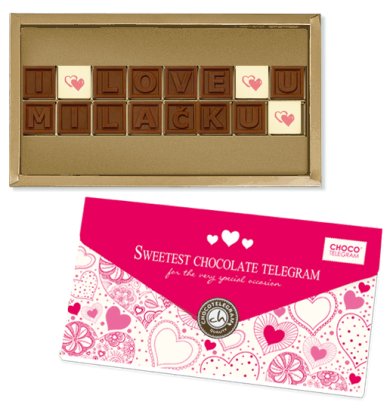 I love U miláčku, na Valentýna, pro zamilované, čokoládový telegram