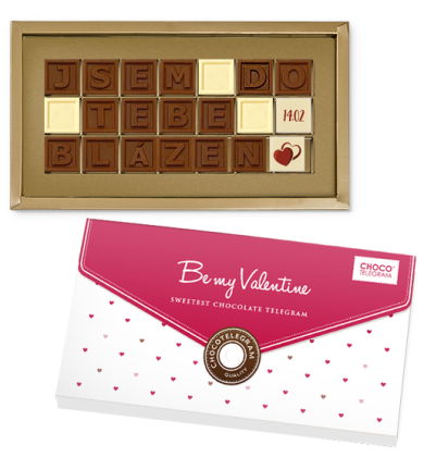 Jsem do tebe blázen miláčku, vyznání lásky z čokolády, dárek na Valentýna, dárek pro milovanou, co pro muže k Valentýnovi, dárek do 300 Kč na Valentýna