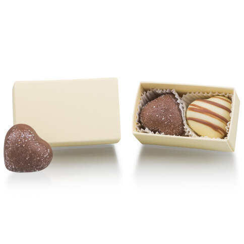 Levně Chocolissimo - 2 svatební čokoládové pralinky v krabičce 24 g