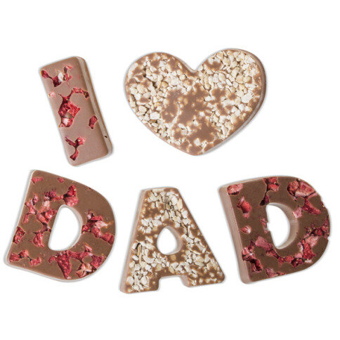 Nápis z mléčné čokolády: I Love Dad