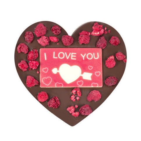 čokoládové srdce, valentýnské srdce, dárek na Valentýna, hořká čokoláda pro miláčka, dezertní čokoláda ve dřevě, čokoláda s přísadami pro milovanou osobu k svátku