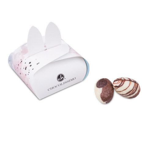 králičí krabička s mini čokoládovými vajíčky