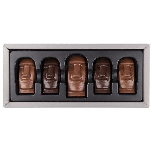 velikoční čokolády, velikonoční figurky, figurky ve tvaru Moai, čokoládové Moai, čokolády z Velikonočních ostovů, dárek k Velikonocům