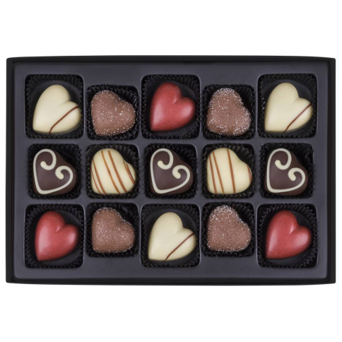 blegické pralinky na Valentýna, bonboniéra pro milovanou ženu, čokoládový dárek k výročí