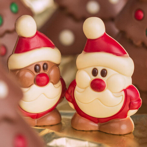 čokoládové vánoční figurky, čokoládový santa, santa z bílé čokolády, santa z čokolády, čokoládový mikuláš, mikuláš z čokolády, vánoční figurky z čokolády, čokoládové vánoční dárky