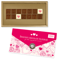 Miluji Tě, čokoládový telegram, čokoládové vyznání lásky, čokoláda, Valentýn, pro zamilované, pro dívku, pro ženu, pro přítelkyni, z lásky