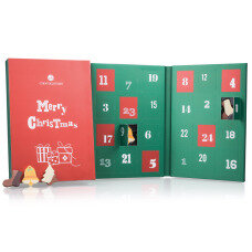 adventní kalendář s plochými figurkami z čokolády