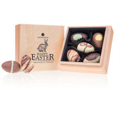 Velikonoční čokoládky v dřevěné krabičce